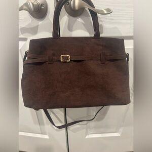 Elegant Brown Faux Suede Doctor Style Women's Bag